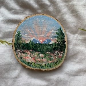 Flower Garden Landscape Mini Wooden Painting